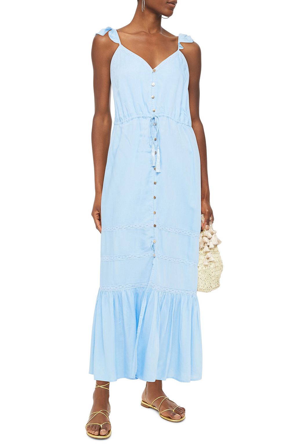 MELISSA ODABASH Alanna ruffled lace-trimmed voile maxi dress