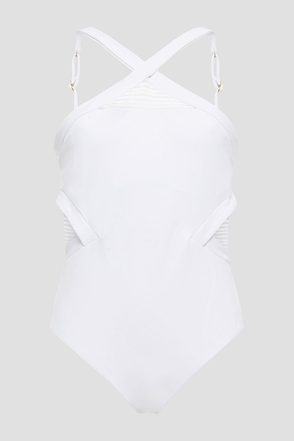 Jets Australia By Jessika Allen Woman Cutout Mesh-trimmed Swimsuit White Size 10