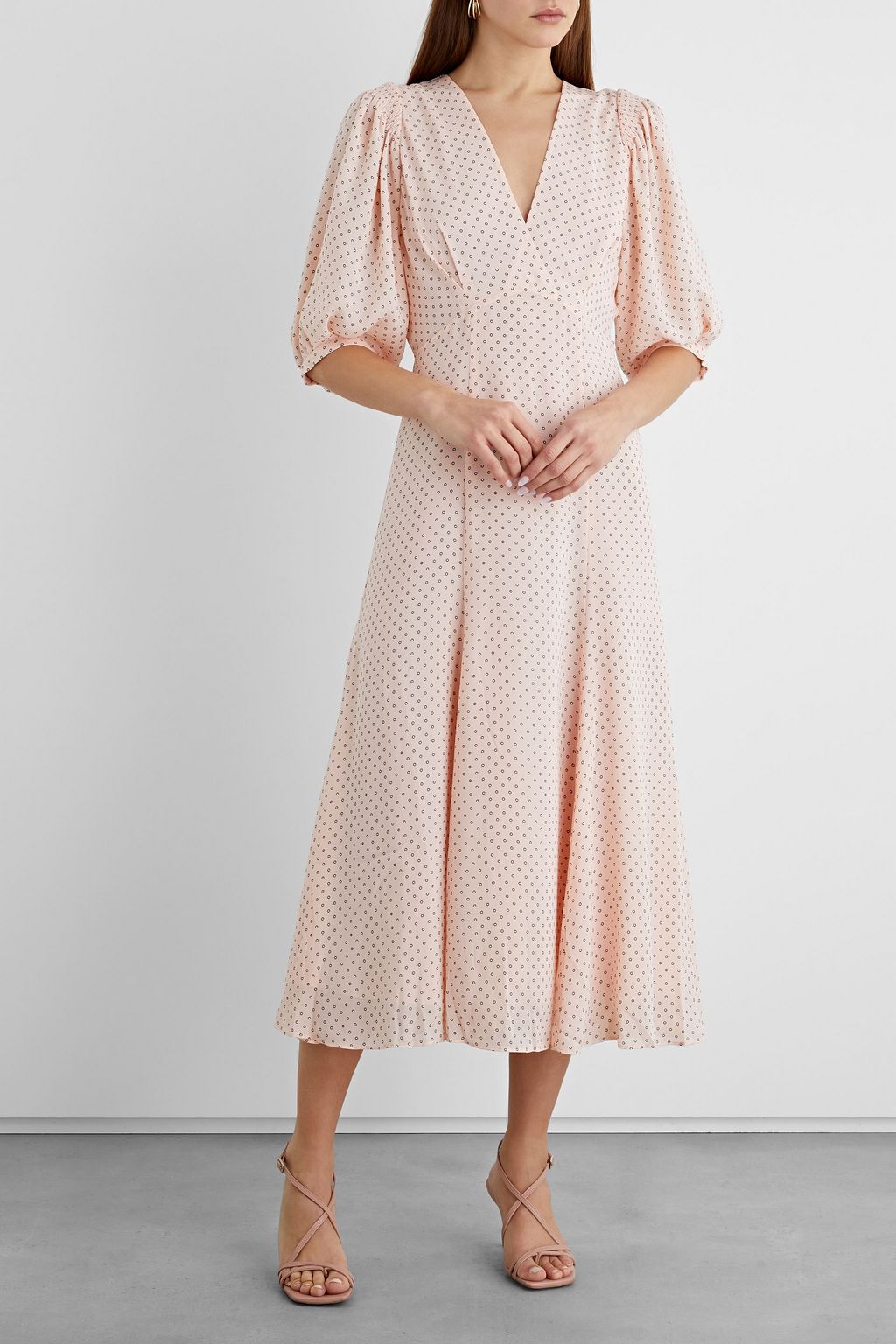 IRIS & INK Angela pleated georgette midi dress