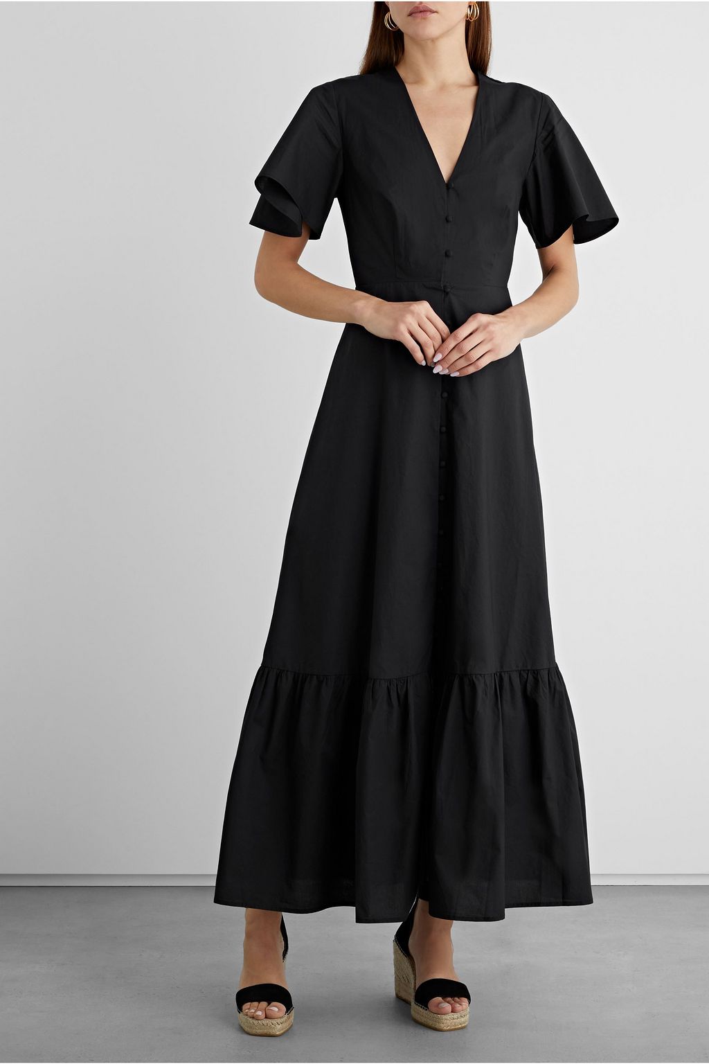 IRIS & INK Albertine gathered cotton-poplin maxi dress