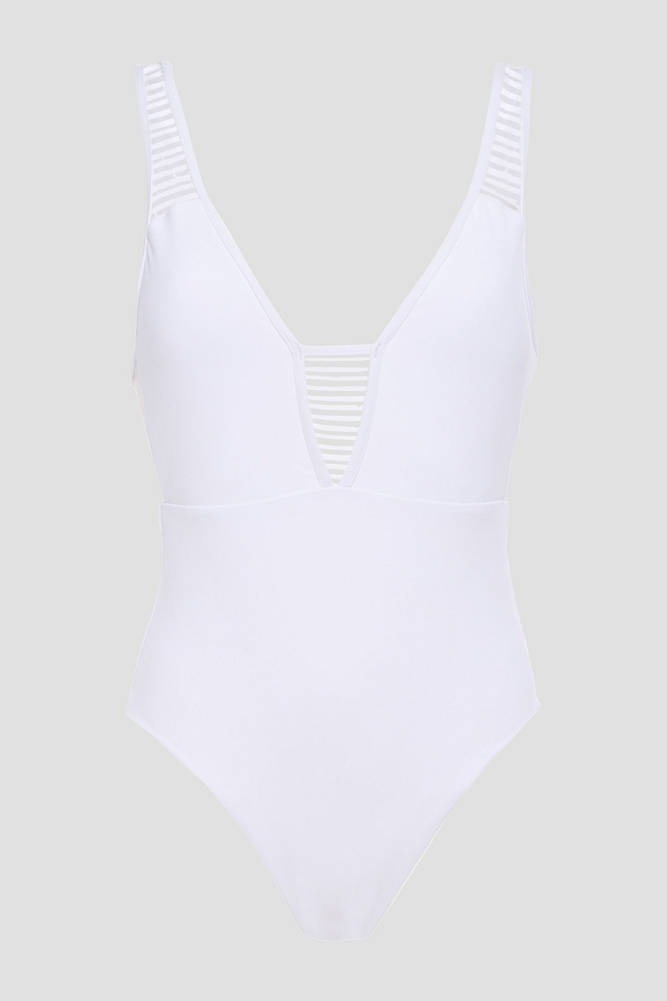 Jets Australia By Jessika Allen Woman Parallels Mesh-trimmed Swimsuit White Size 12