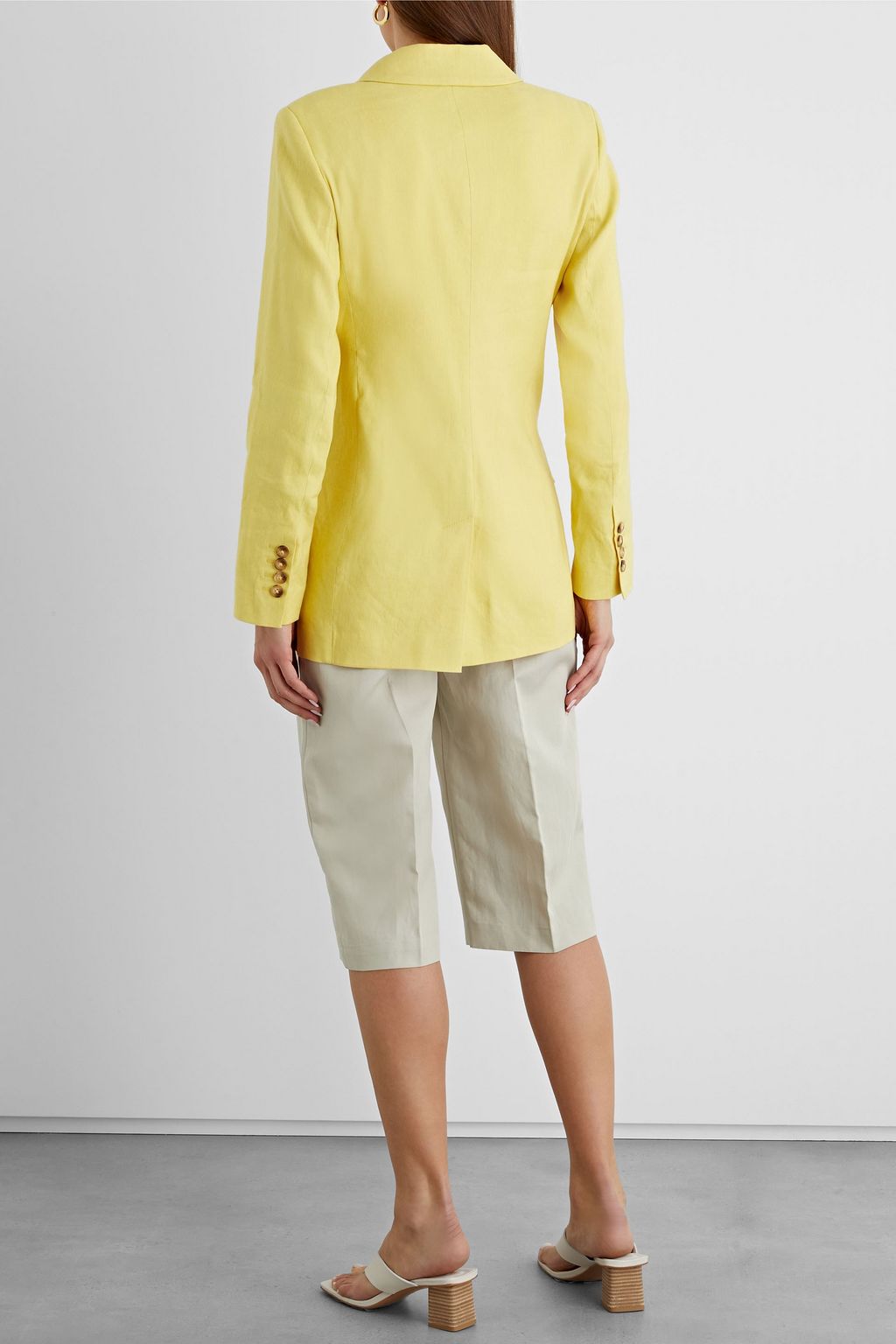 IRIS & INK Ebony double-breasted linen-blend blazer