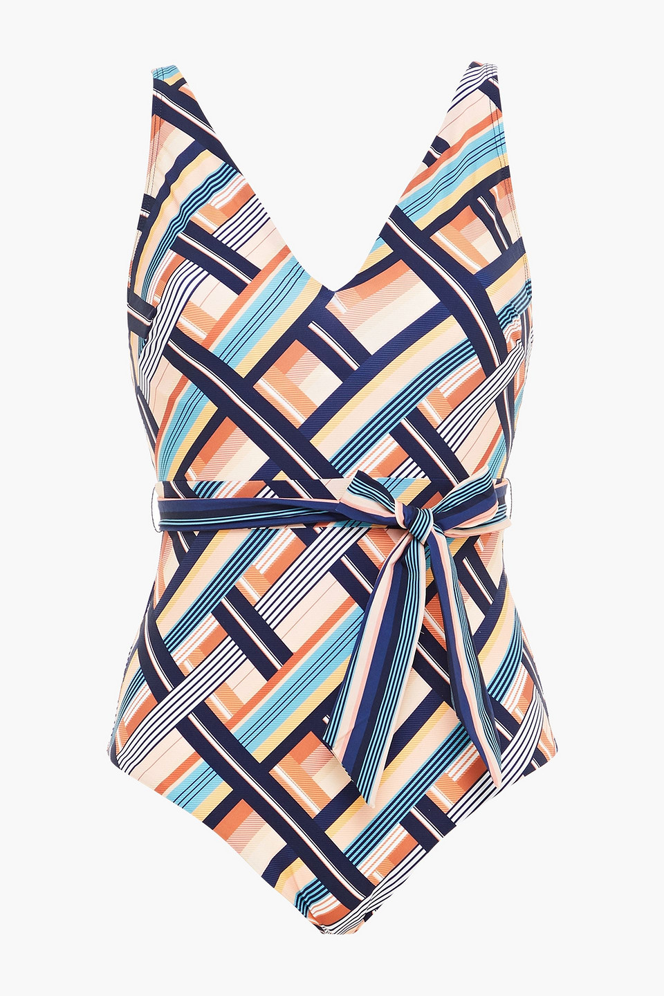 Jets Australia By Jessika Allen Woman Belted Printed Swimsuit Multicolor Size 12