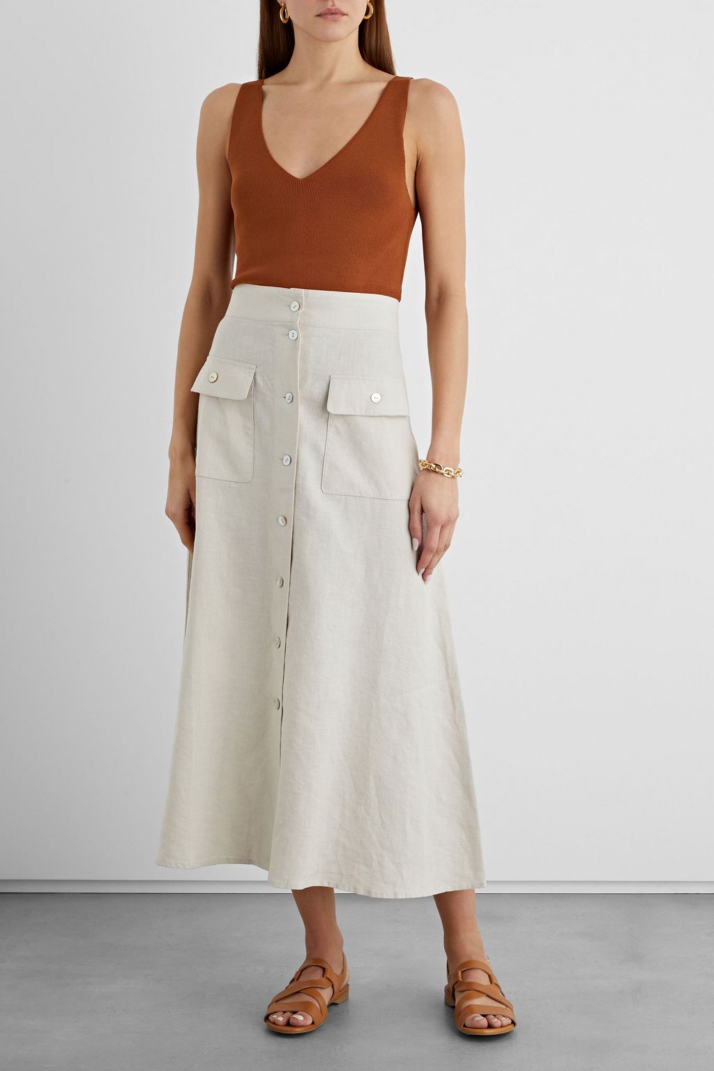 IRIS & INK Michelle linen midi skirt