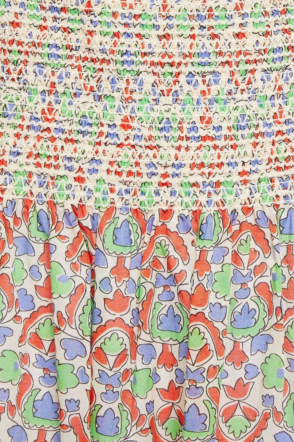 TORY BURCH Shirred printed cotton-voile beach dress