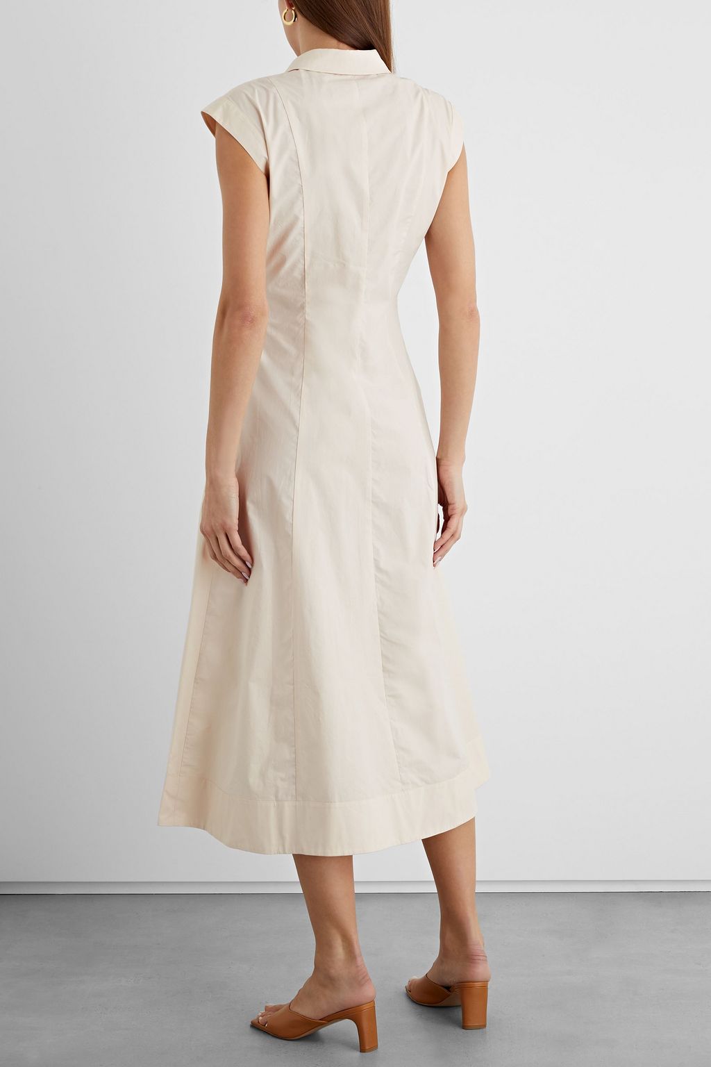 IRIS & INK Amanda pleated cotton-poplin midi dress