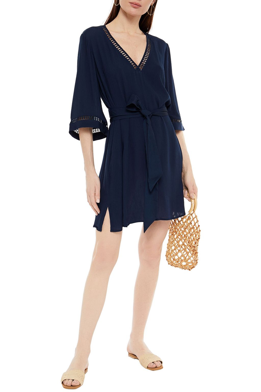 JETS AUSTRALIA BY JESSIKA ALLEN Jet Set belted crochettrimmed crepon