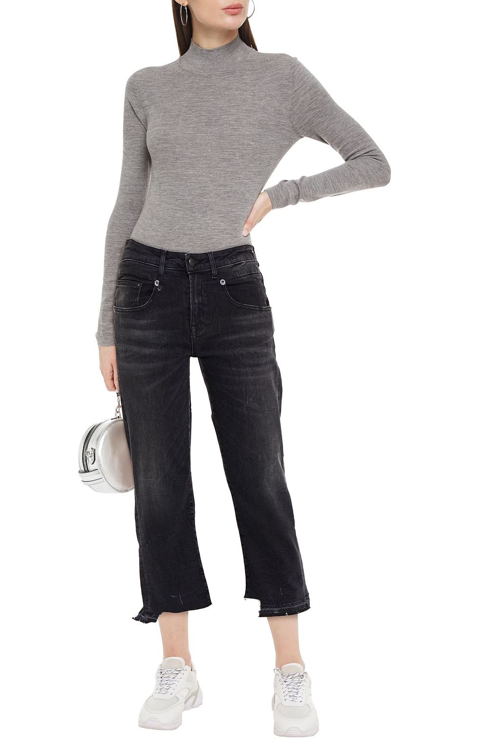 R13 Boy Straight cropped distressed low-rise straight-leg jeans