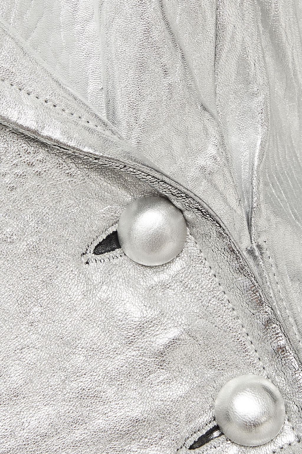ZIMMERMANN Double-breasted metallic textured-leather biker jacket