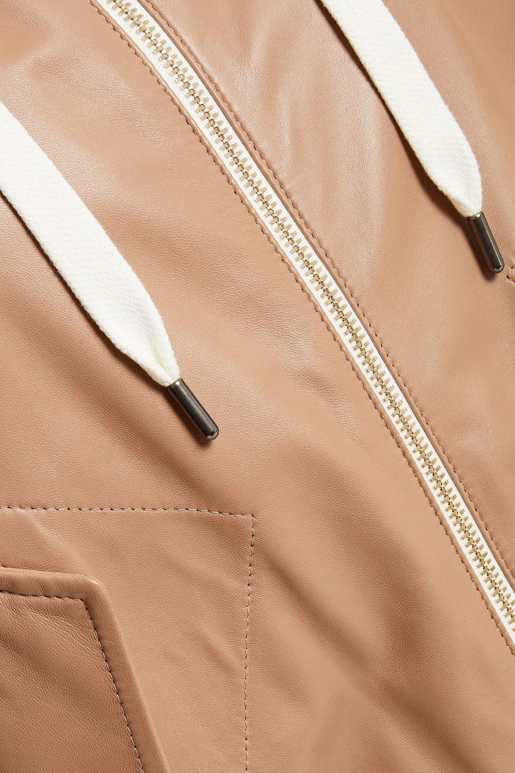 BRUNELLO CUCINELLI Bead-embellished leather bomber jacket