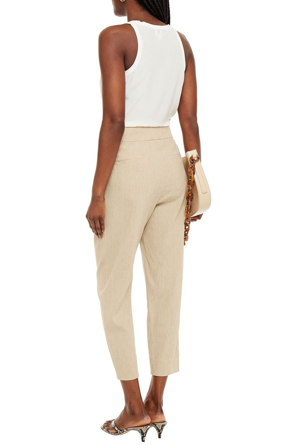 BRUNELLO CUCINELLI Cropped linen-blend tapered pants