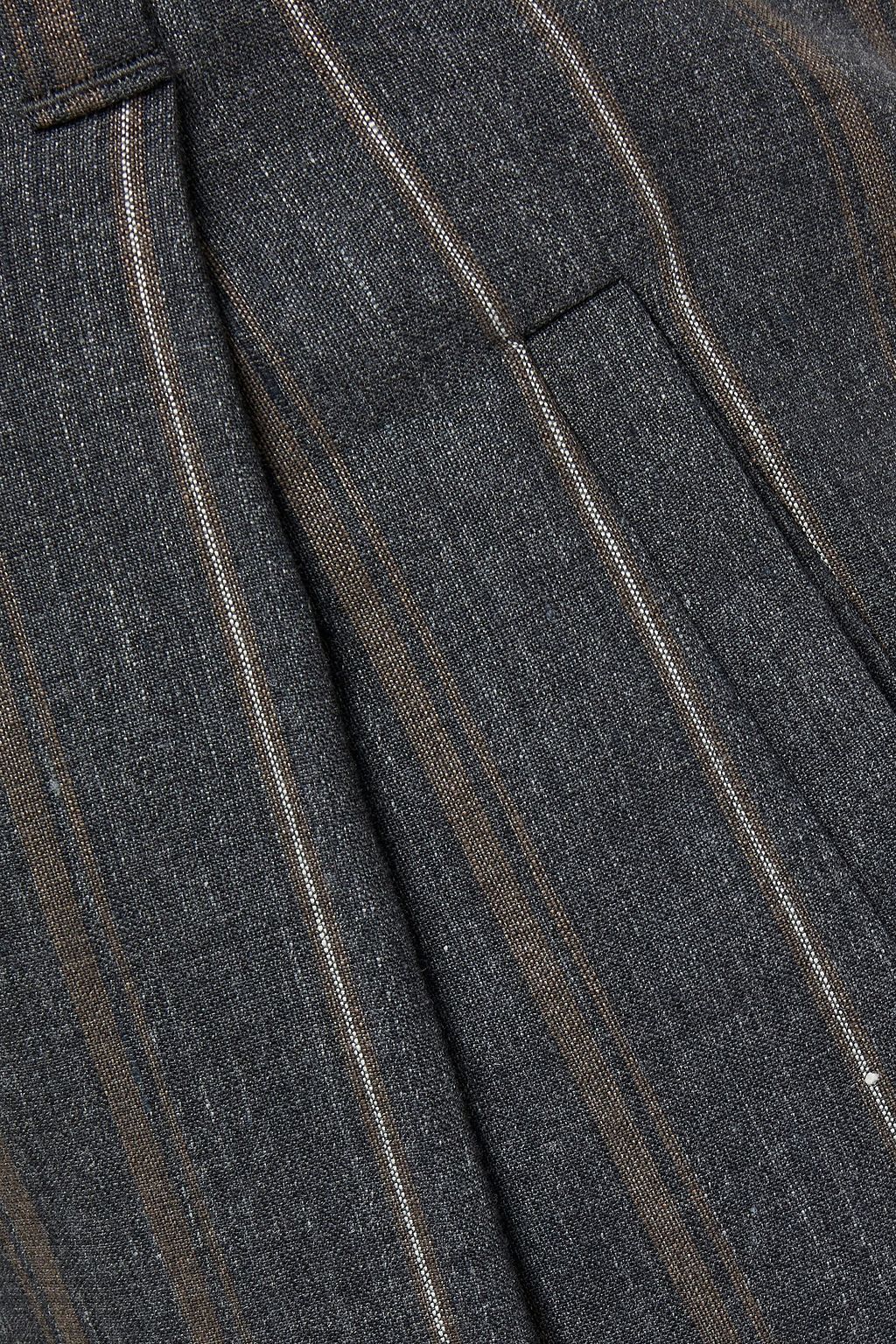 BRUNELLO CUCINELLI Cropped Hose mit geradem Bein aus einer Leinenmischung mit Streifen und Falten