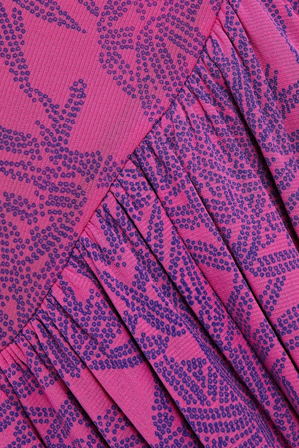 DIANE VON FURSTENBERG Lila asymmetric printed stretch-mesh mini dress
