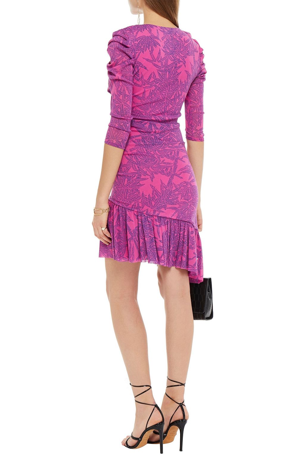 DIANE VON FURSTENBERG Lila asymmetric printed stretch-mesh mini dress