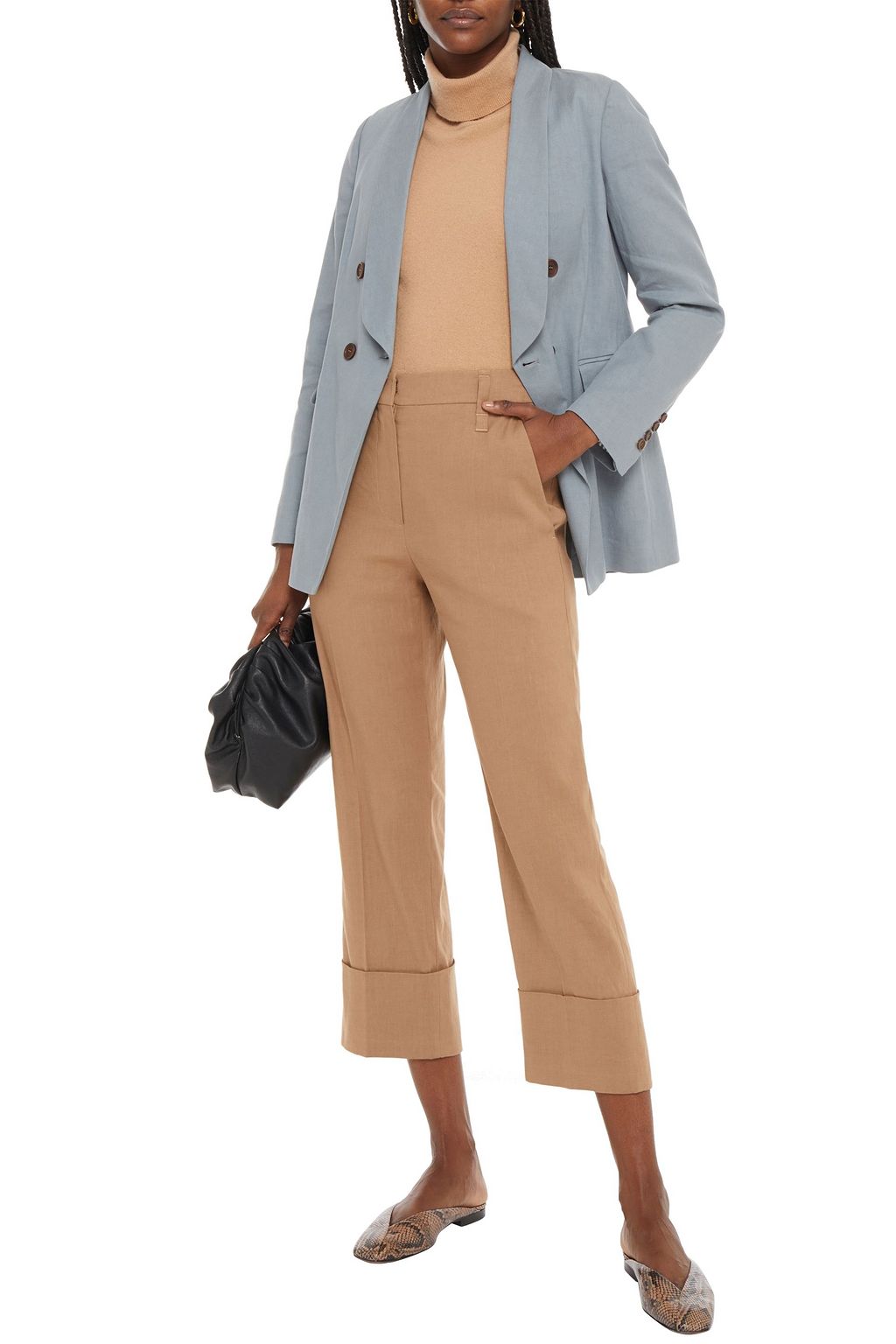 BRUNELLO CUCINELLI Cropped Hose mit geradem Bein aus Twill aus einer Leinenmischung