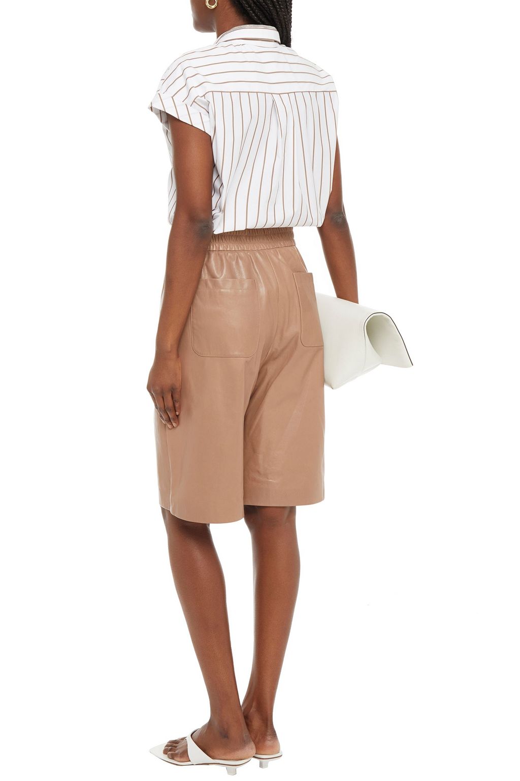 BRUNELLO CUCINELLI Gathered leather shorts