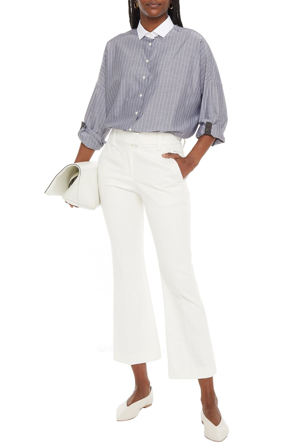 BRUNELLO CUCINELLI Kick-flare-Hose aus Twill aus Stretch-Baumwolle