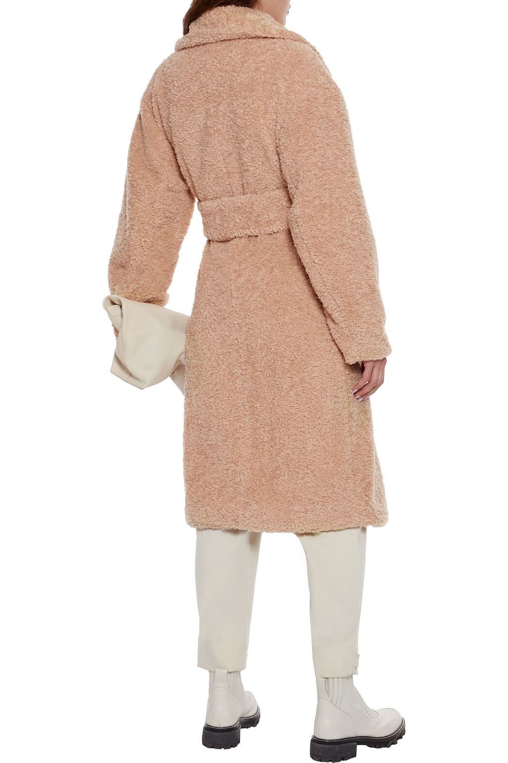 DEVEAUX Victoria belted faux shearling coat