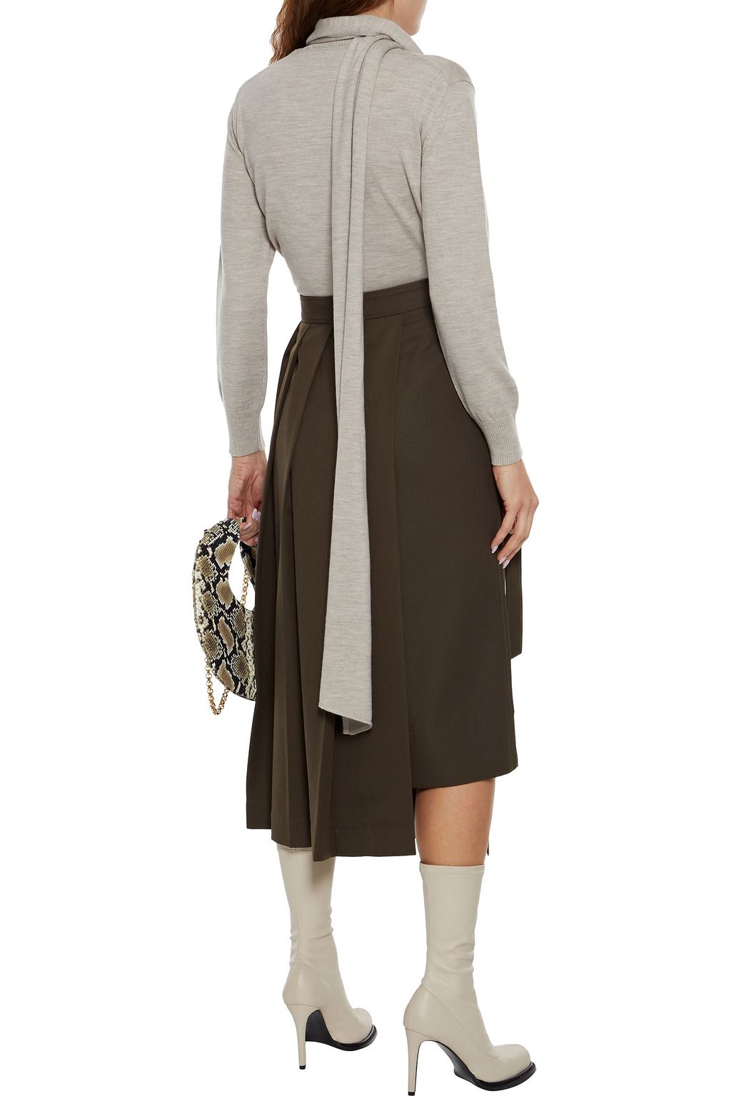 DEVEAUX Sage tie-neck merino wool sweater