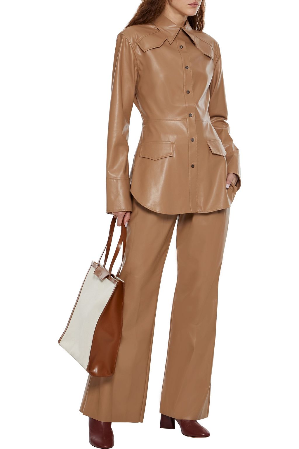 DEVEAUX Sierra faux leather shirt