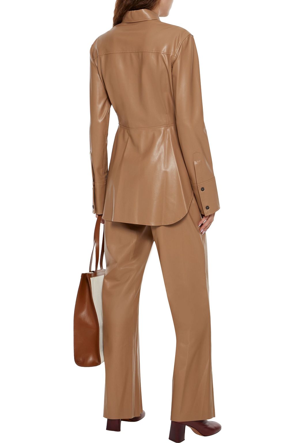 DEVEAUX Savannah faux leather wide-leg pants