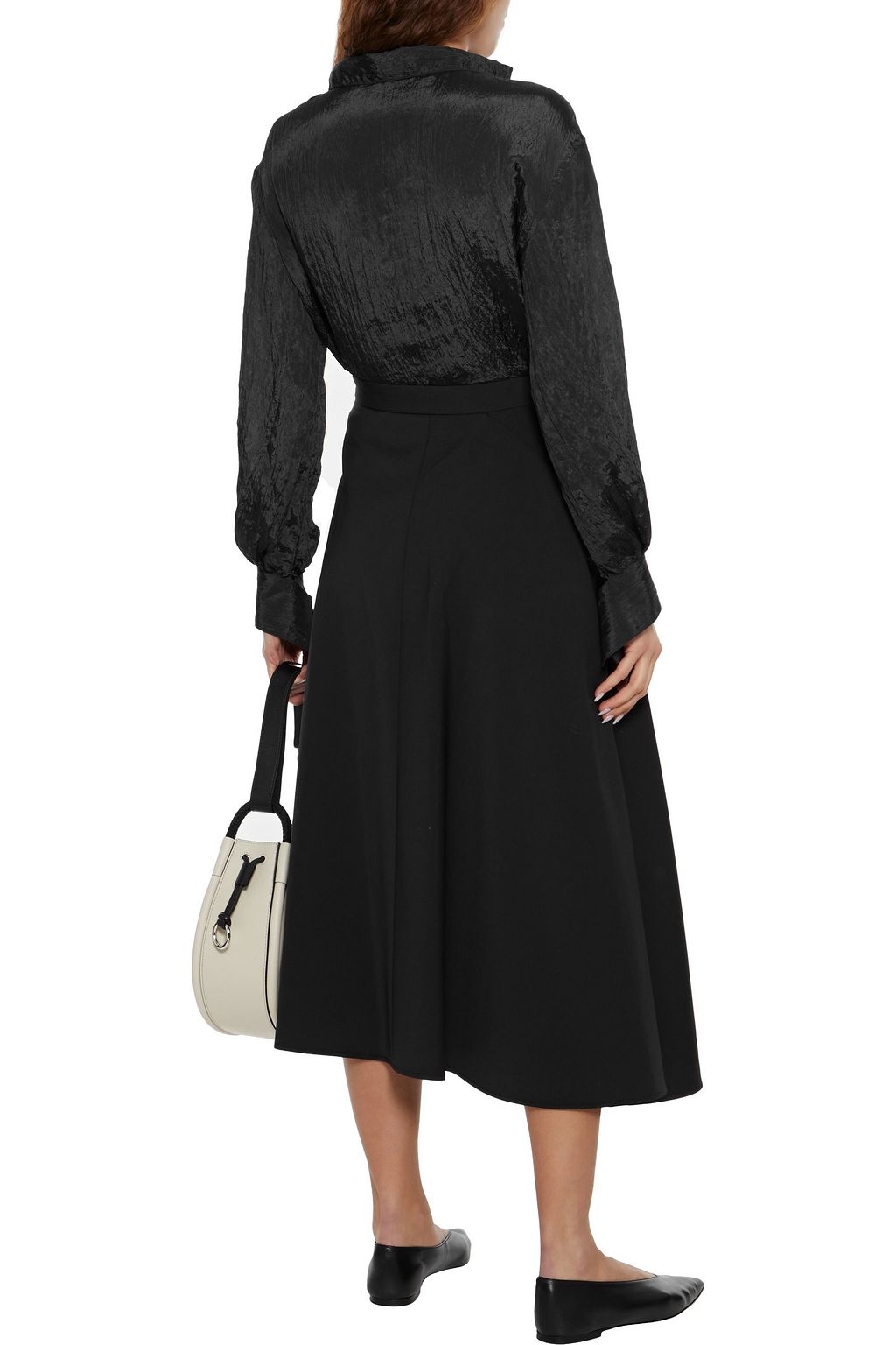 DEVEAUX Fiona asymmetric crepe midi skirt