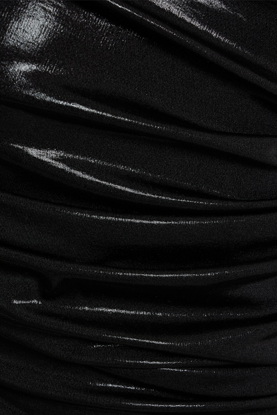 Norma Kamali Diana One-shoulder Ruched Lamé Gown In Black