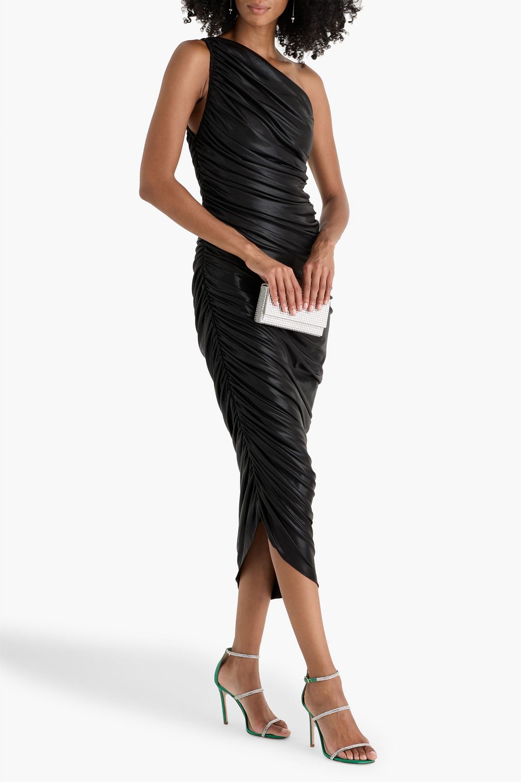 NORMA KAMALI Diana one-shoulder ruched lamé gown