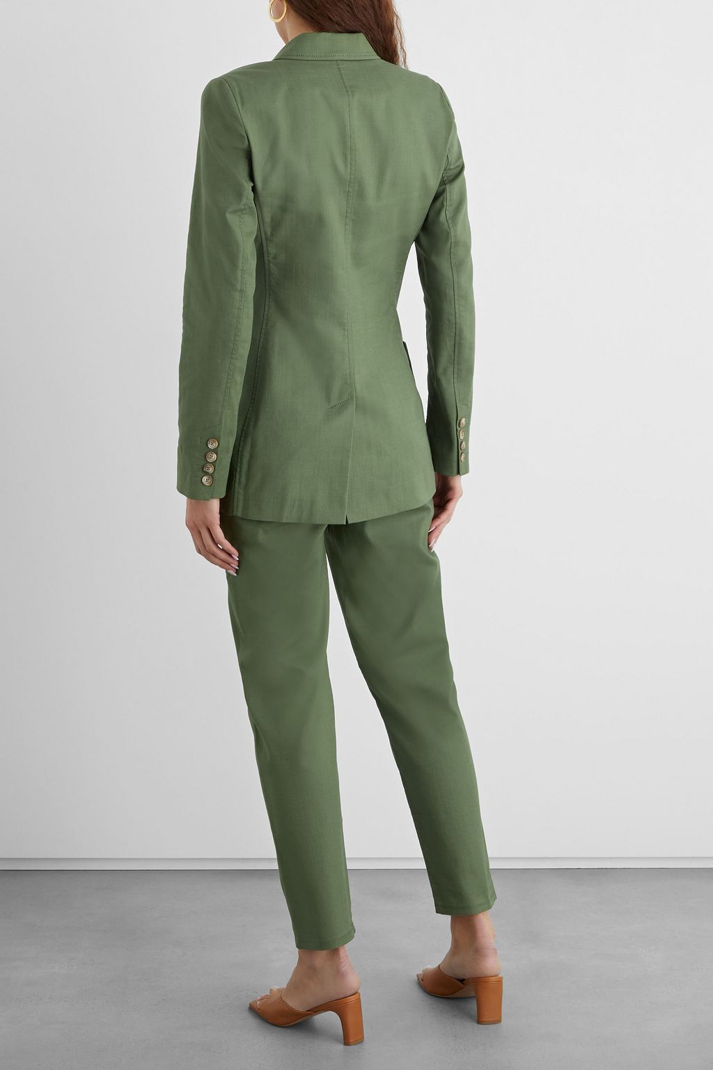 IRIS & INK Dora double-breasted cotton-blend canvas blazer