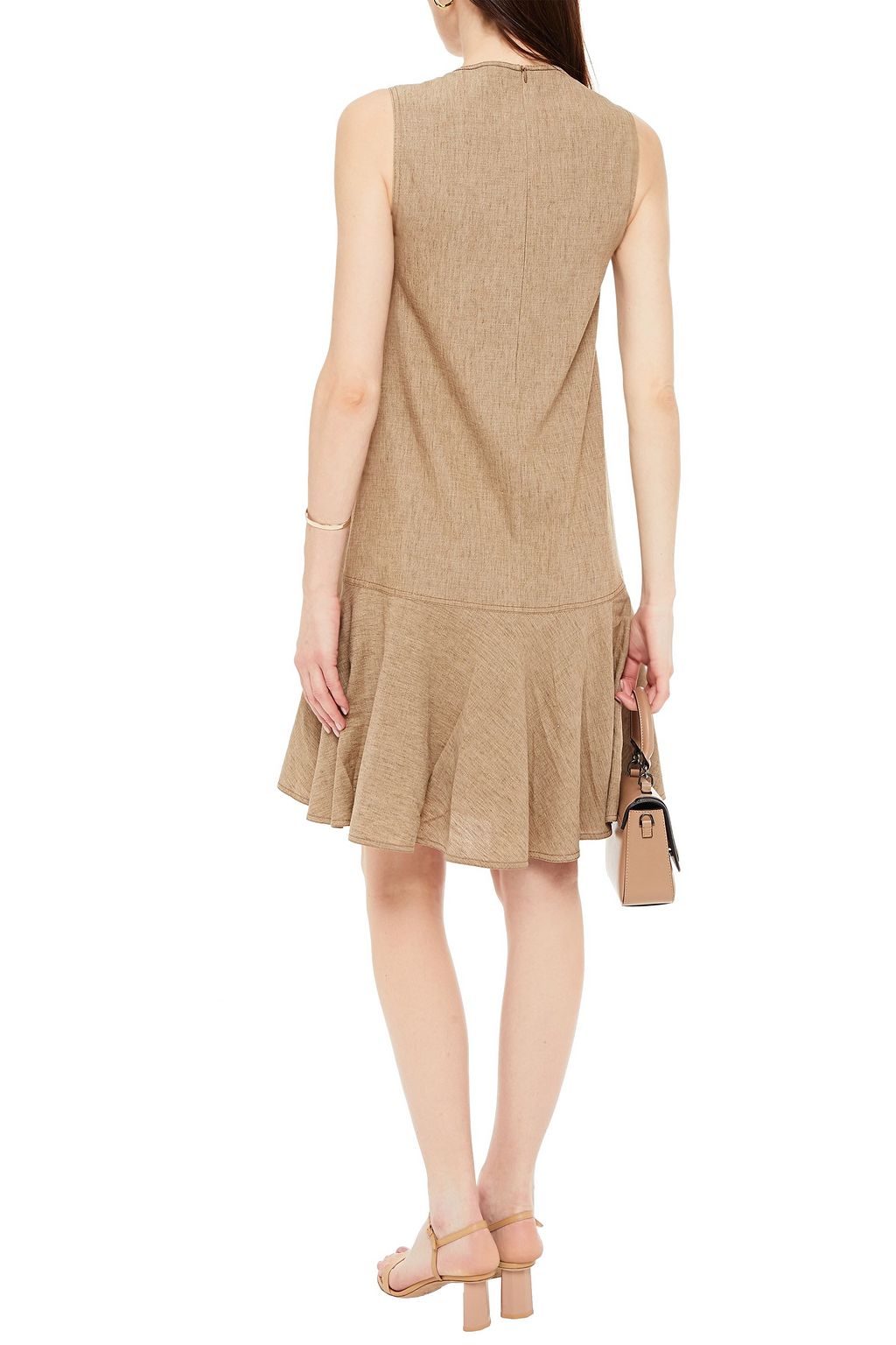 BRUNELLO CUCINELLI Fluted bead-embellished linen-blend dress