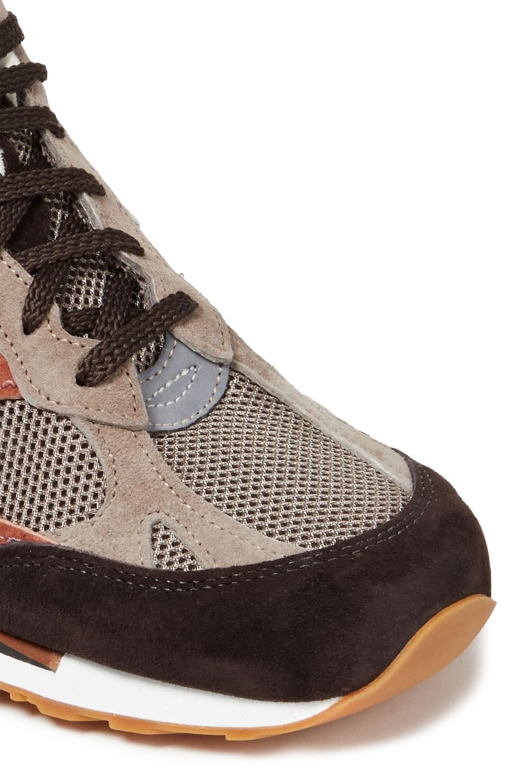 NEW BALANCE Color-block paneled mesh and suede sneakers