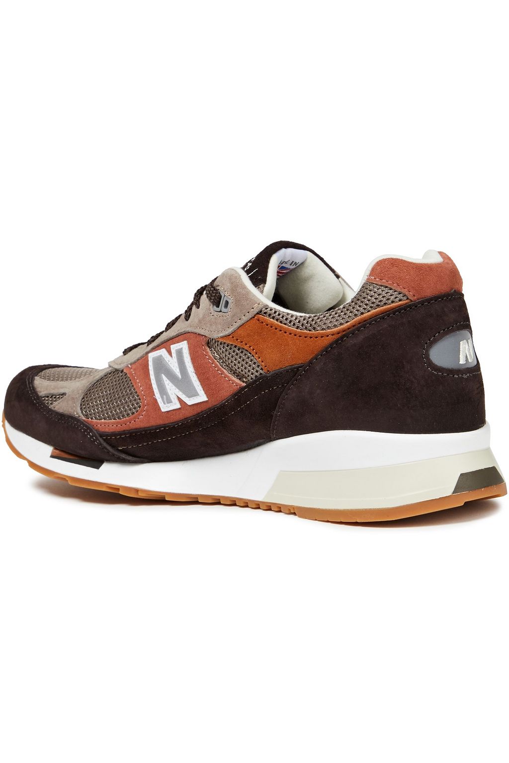 NEW BALANCE Color-block paneled mesh and suede sneakers