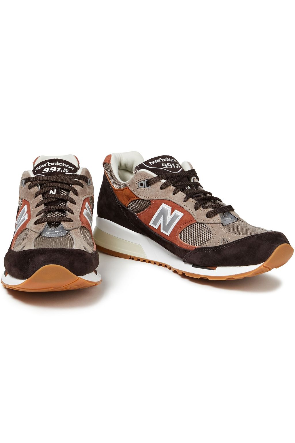 NEW BALANCE Color-block paneled mesh and suede sneakers