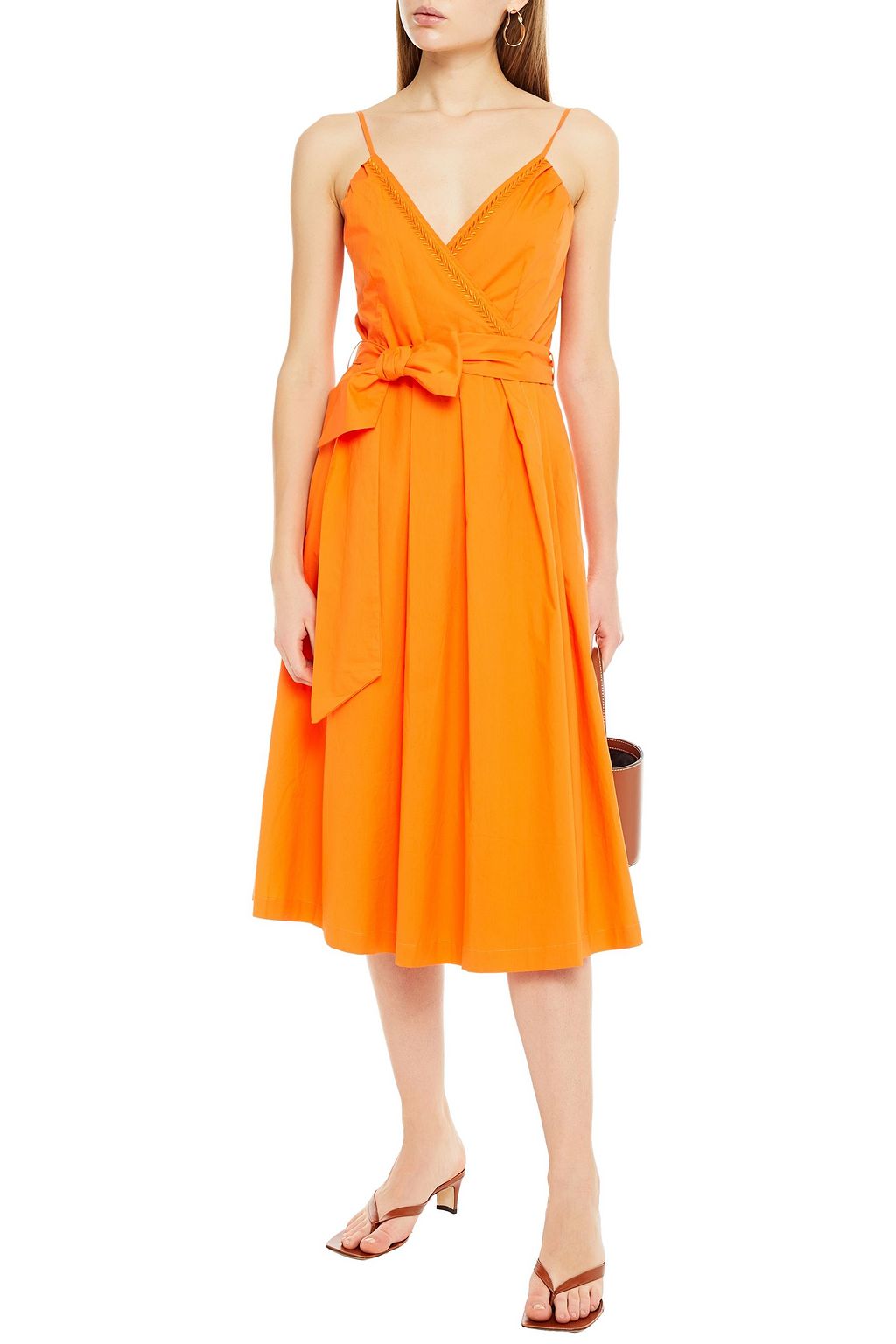 SUMMERY COPENHAGEN Lonni embroidered cotton-poplin midi wrap dress
