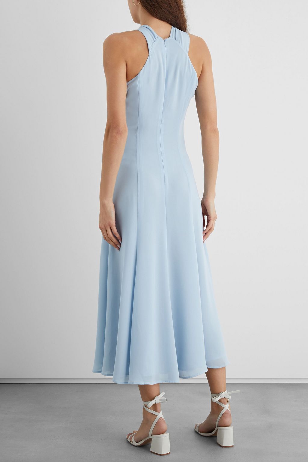 IRIS & INK Anne twist-front crepe de chine midi dress