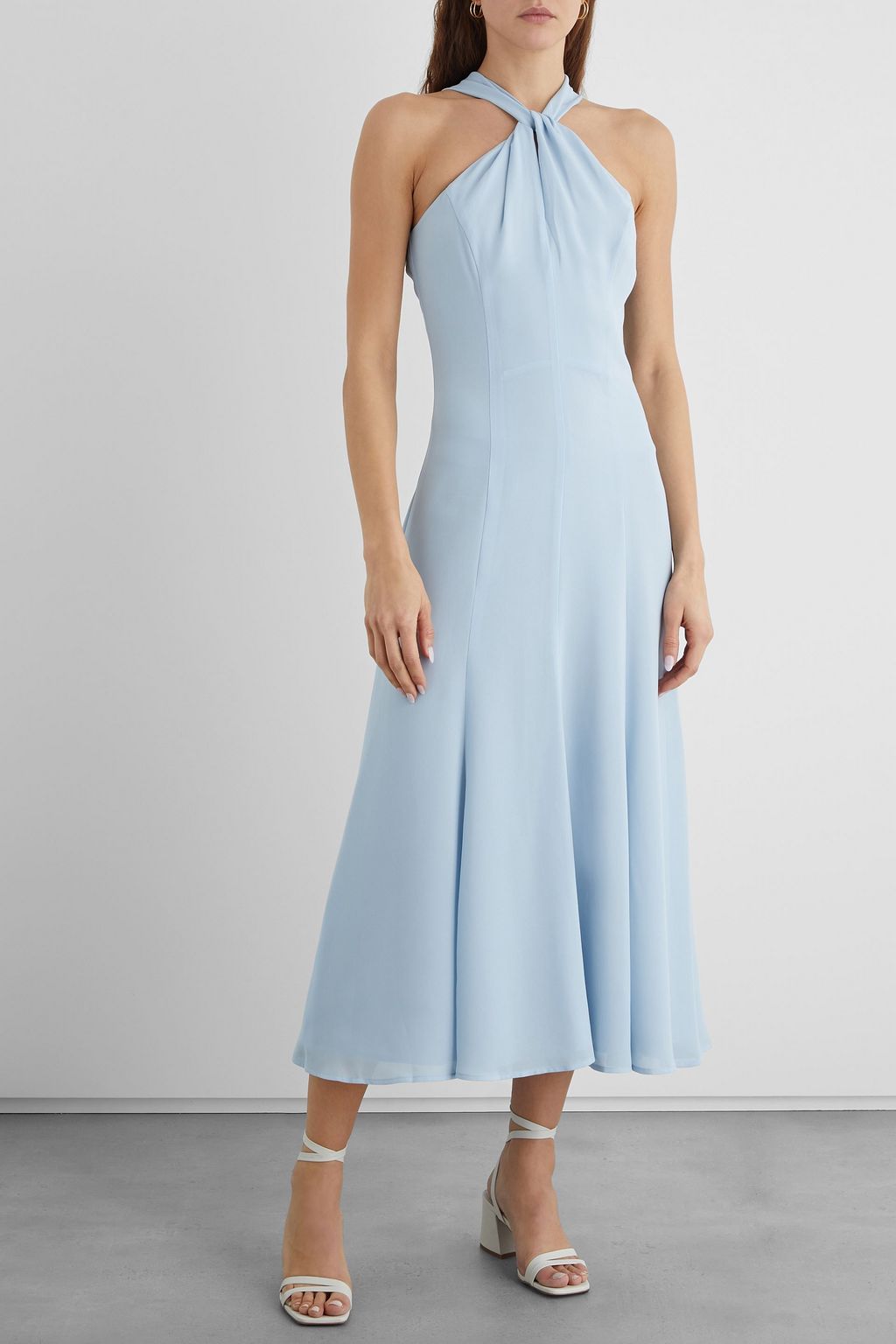 IRIS & INK Anne twist-front crepe de chine midi dress