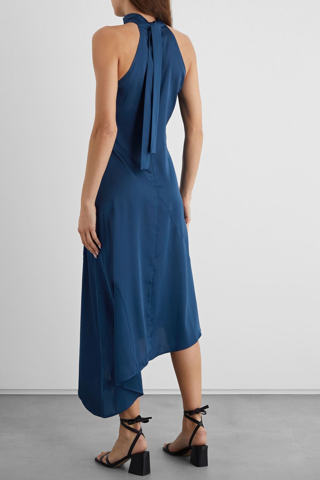 IRIS & INK Audrey asymmetric tie-neck satin-crepe midi dress | THE OUTNET
