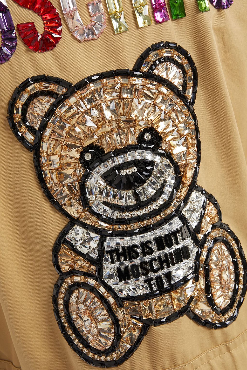 MOSCHINO Embellished cotton-blend gabardine trench coat