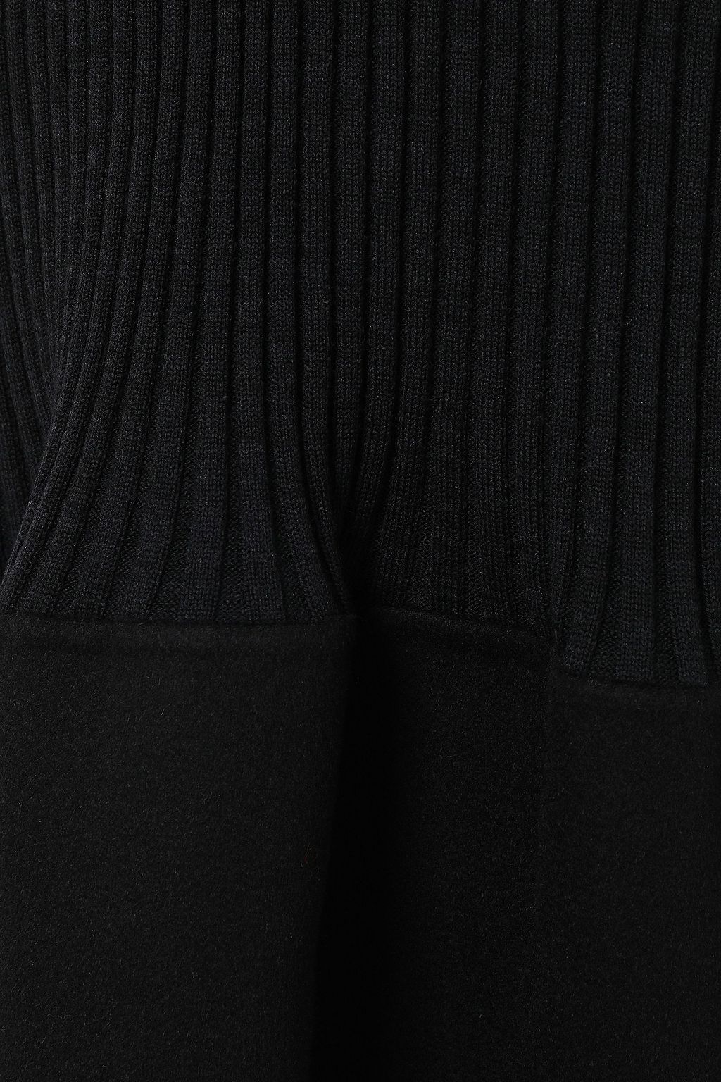 JIL SANDER Felt-paneled flared ribbed cashmere midi dress