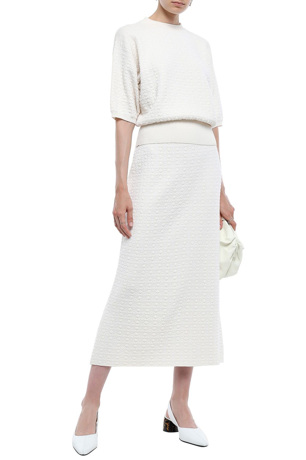 JIL SANDER Wool-blend cloqué midi skirt