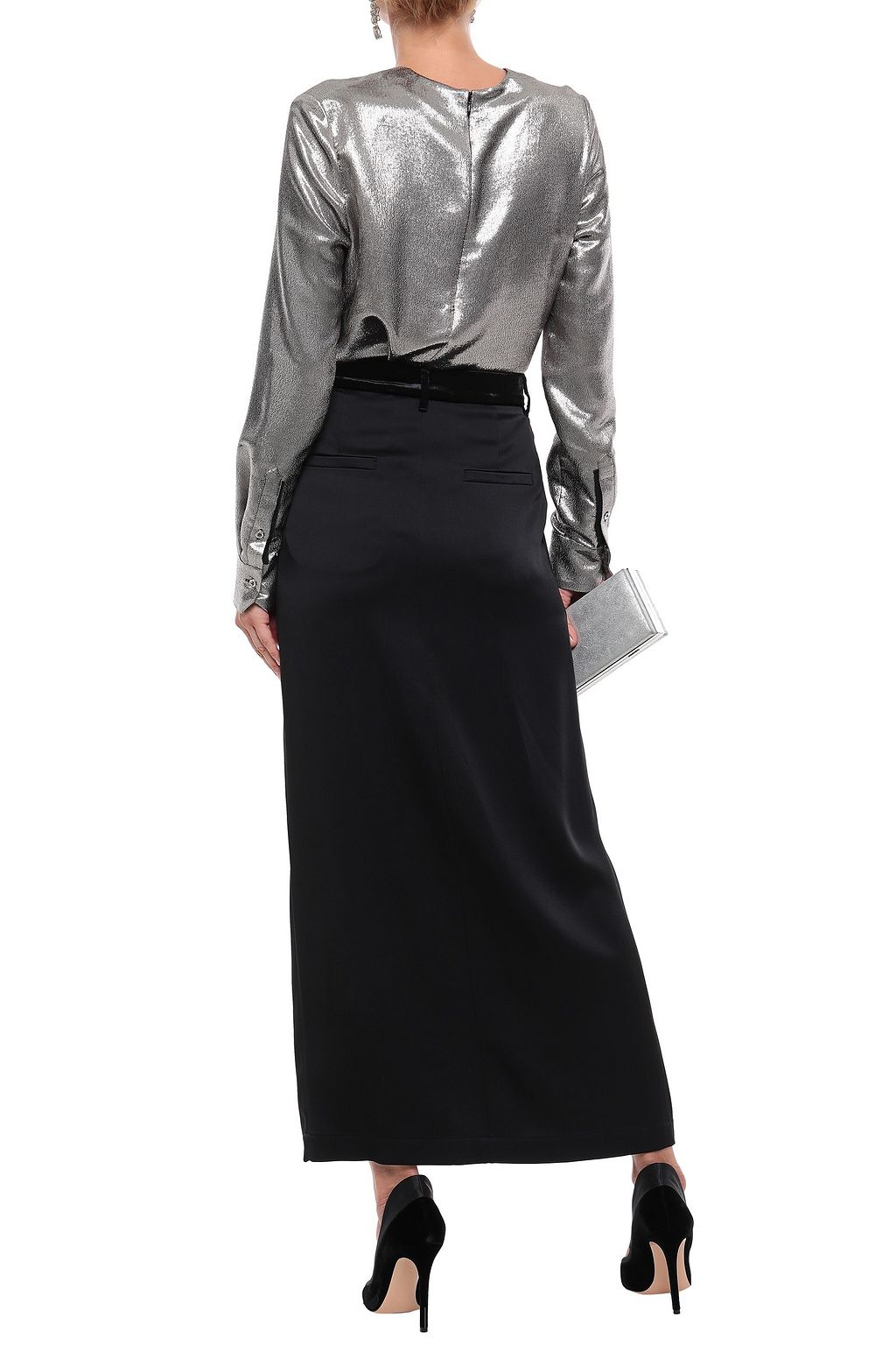 BRUNELLO CUCINELLI Wrap-effect satin-crepe maxi skirt