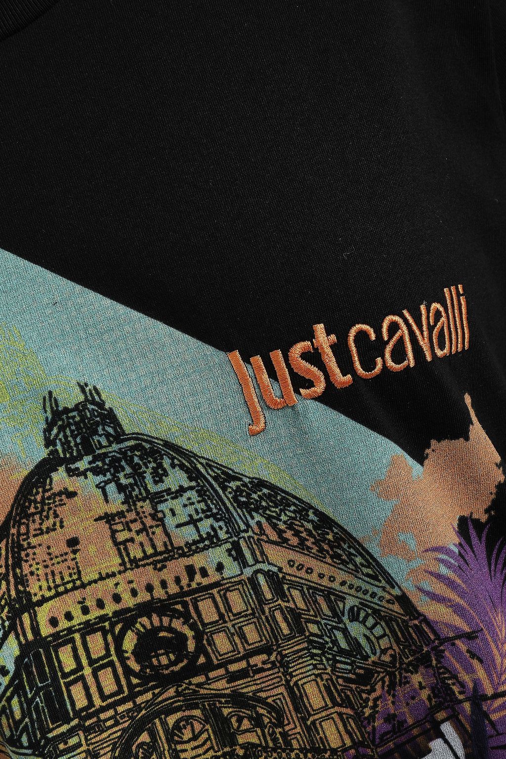 JUST CAVALLI تيشيرت من الجيرسي القطني مطبع برسومات