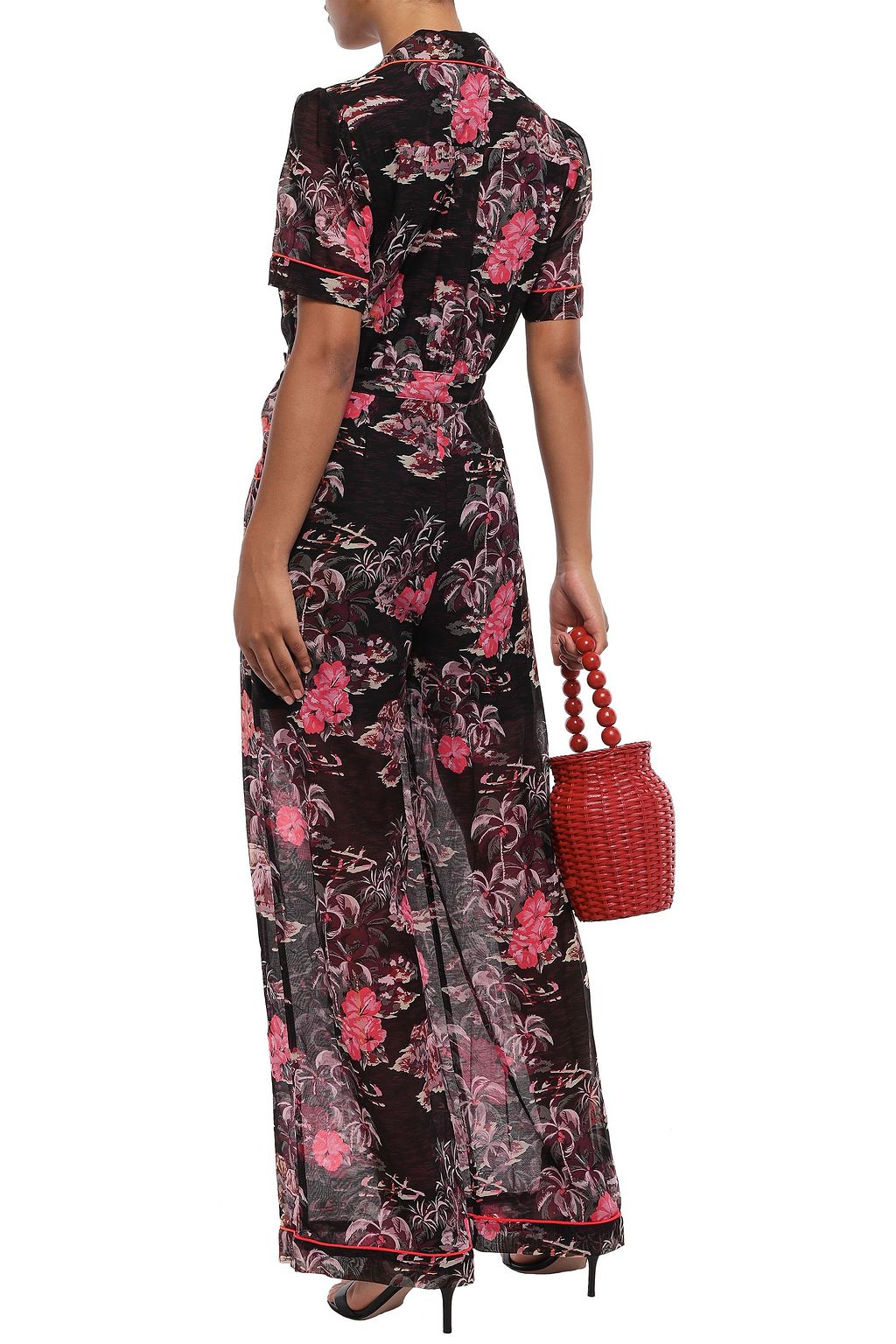 ANNA SUI Belted printed cotton and silk-blend jumpsuit