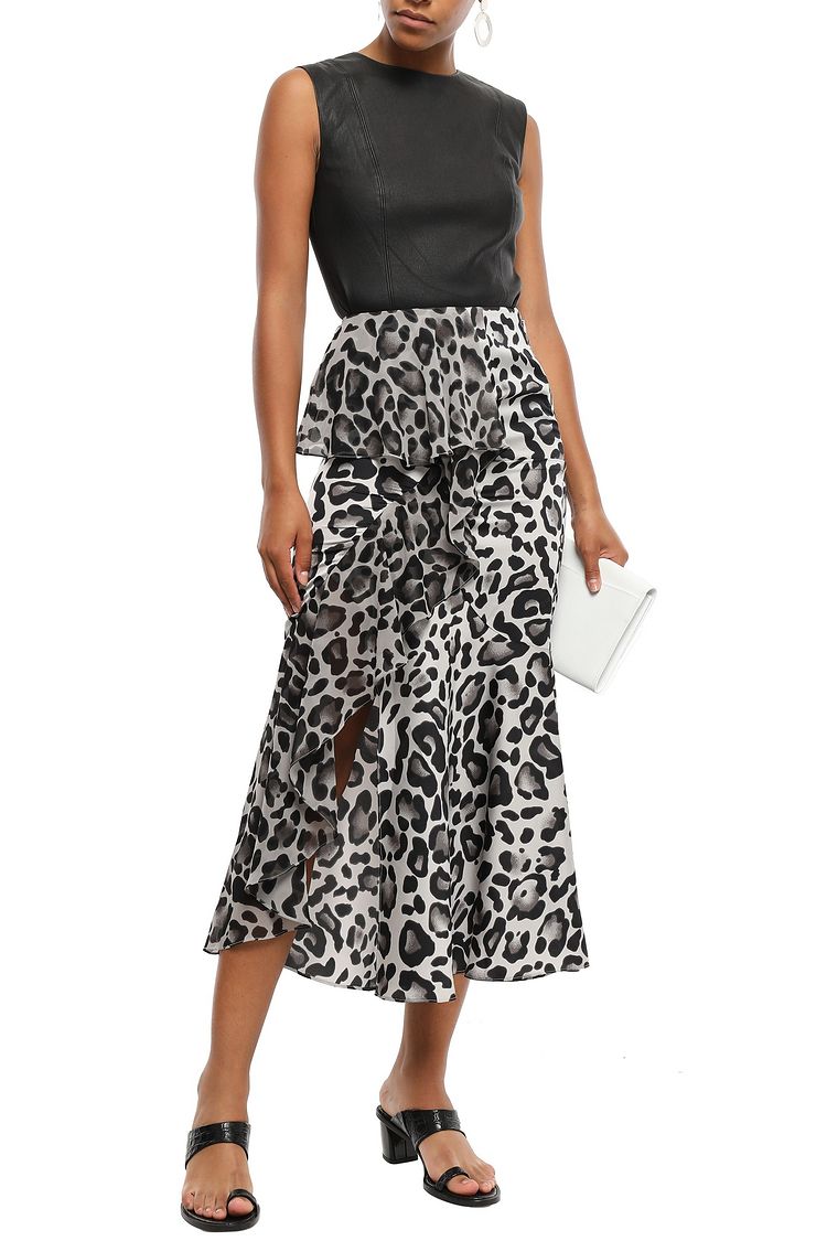 leopard print chiffon maxi skirt