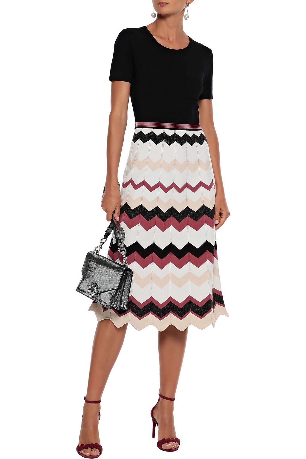 DIANE VON FURSTENBERG Gaia flared stretch and intarsia-knit dress