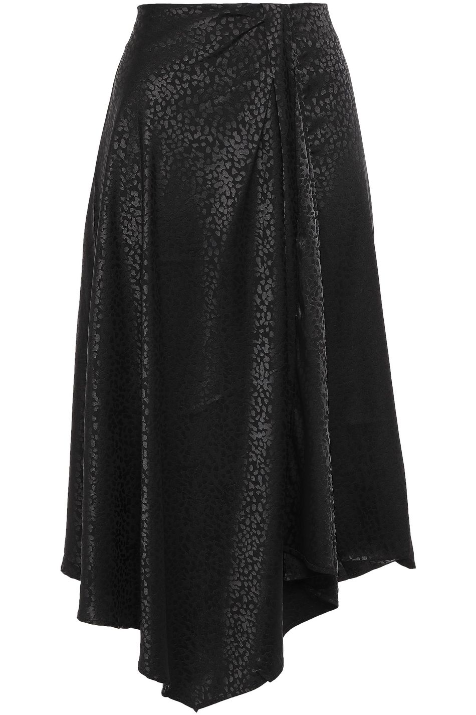 Black Emmy Asymmetric Draped Satin Jacquard Skirt Sale Up To 70