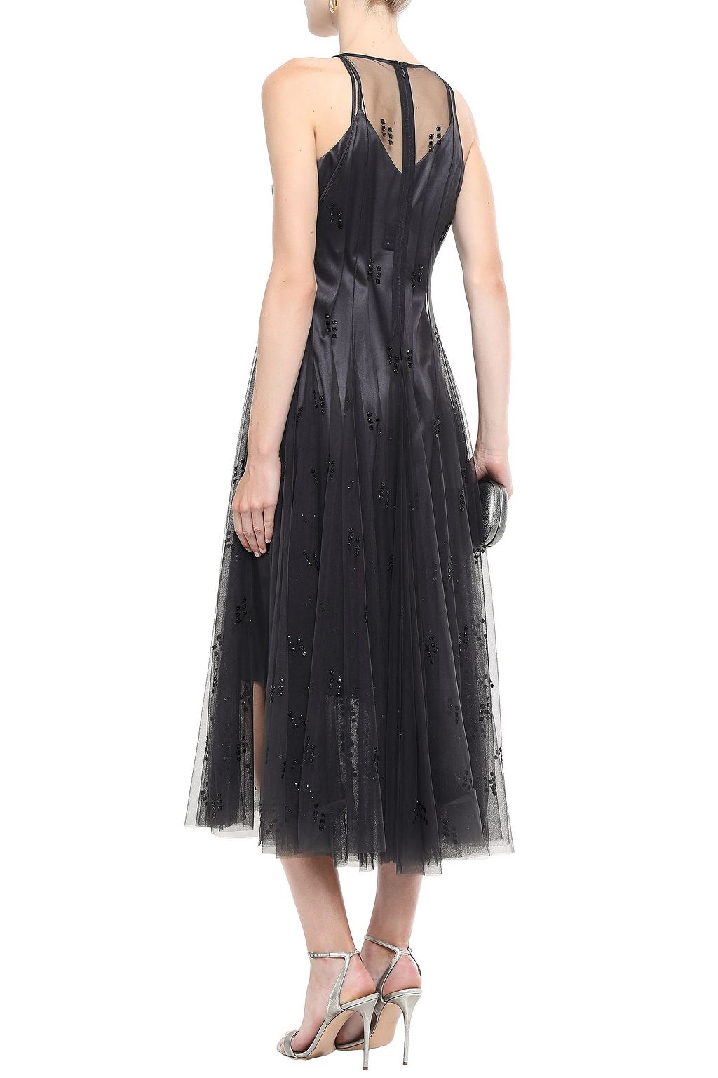 BRUNELLO CUCINELLI Pleated embellished silk-blend tulle midi dress