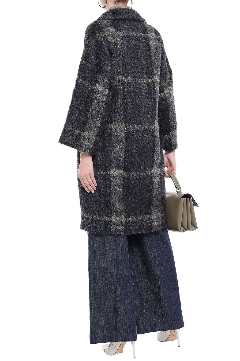 BRUNELLO CUCINELLI ダブルブレスト オーバーサイズ ビーズ付き アルパカ混 コート