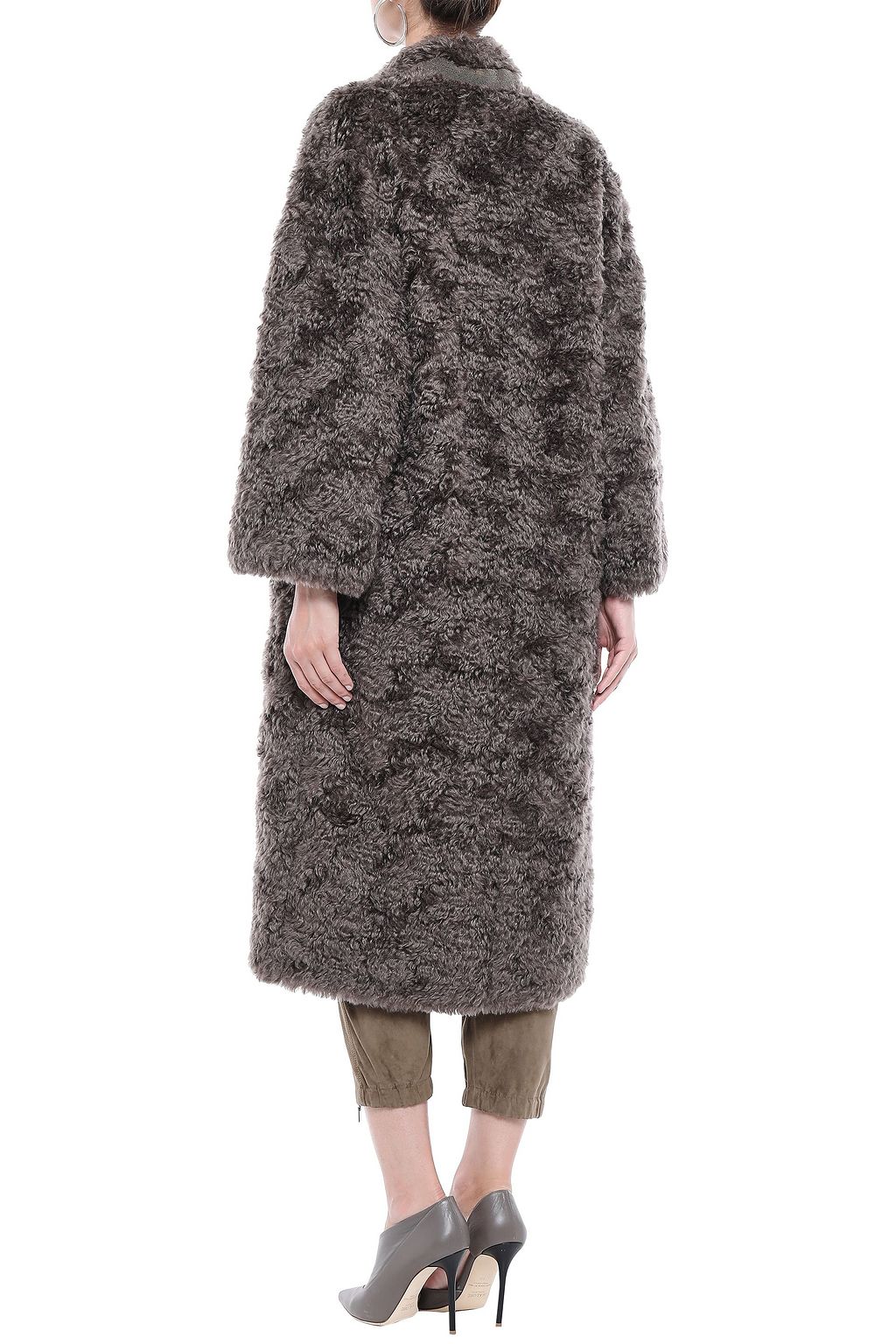BRUNELLO CUCINELLI オーバーサイズ ビーズ付き ブラッシュドモヘア混 コート