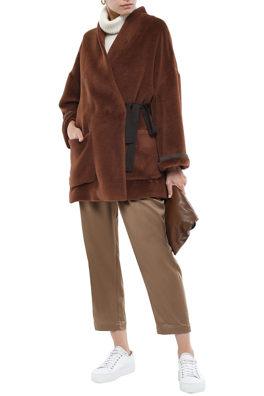 BRUNELLO CUCINELLI Brushed alpaca wrap coat